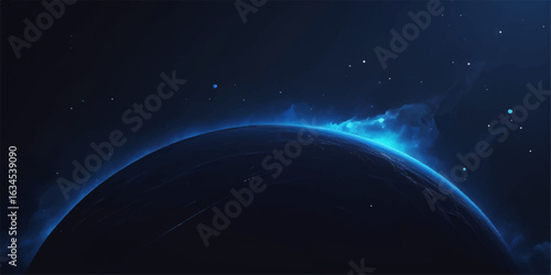 A breathtaking blue marble, our planet Earth, illuminated by the sun's golden light, hangs as a solitary sphere against the deep black of the cosmos
