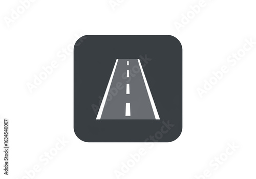 Free Download Illustration of a gray road with white lane markings inside a dark gray rounded square shape - GFXLoad