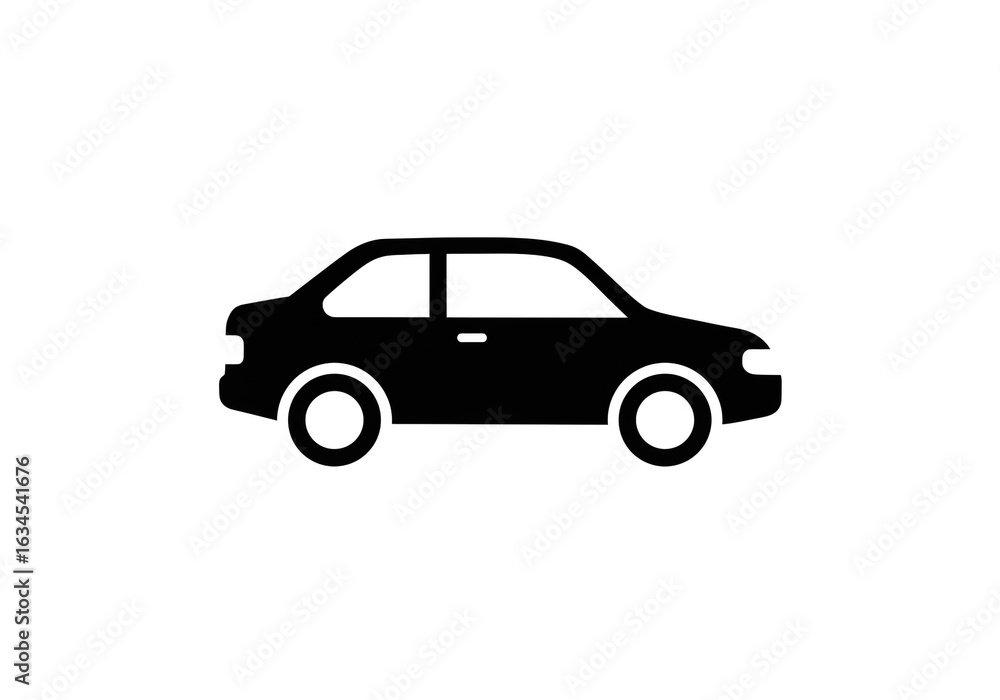 A simple black silhouette of a car with two doors and round wheels on a white background plain view A simple black silhouette of a car with two doors and round wheels on a white background plain view
