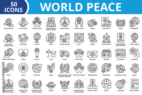World peace icon set collection vector illustration