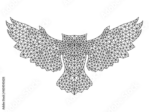 Triangle low poly flying owl art design illustration