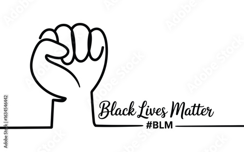 Black lives matter fist symbol with hashtag blm