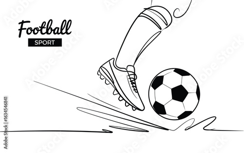 Dynamic sketch of a football player kicking a ball