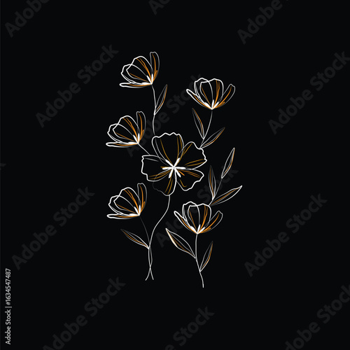 Cheerful Flower Pattern with Daisies and Tulips on Beige
