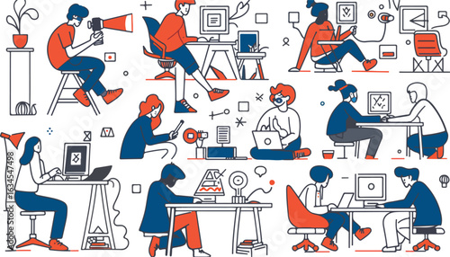 Diverse people working in modern office