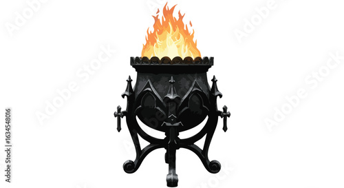 Vector Illustration of Ancient Candelabrum with Fire in Gothic Style for Decorative Design