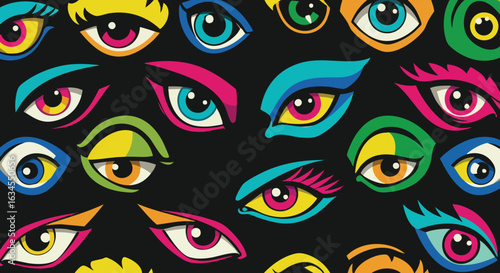 Vector Pattern Abstract Eyes in Modern Colorful Style