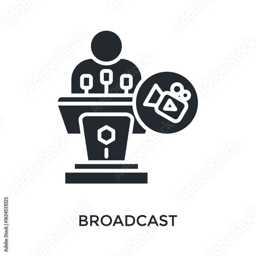 Broadcast Icon Glyph Style. Vector Illustration For Graphic Design