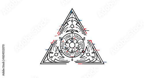 Abstract Geometric Vector Pattern with Triangular and Circular Elements in Modern Style