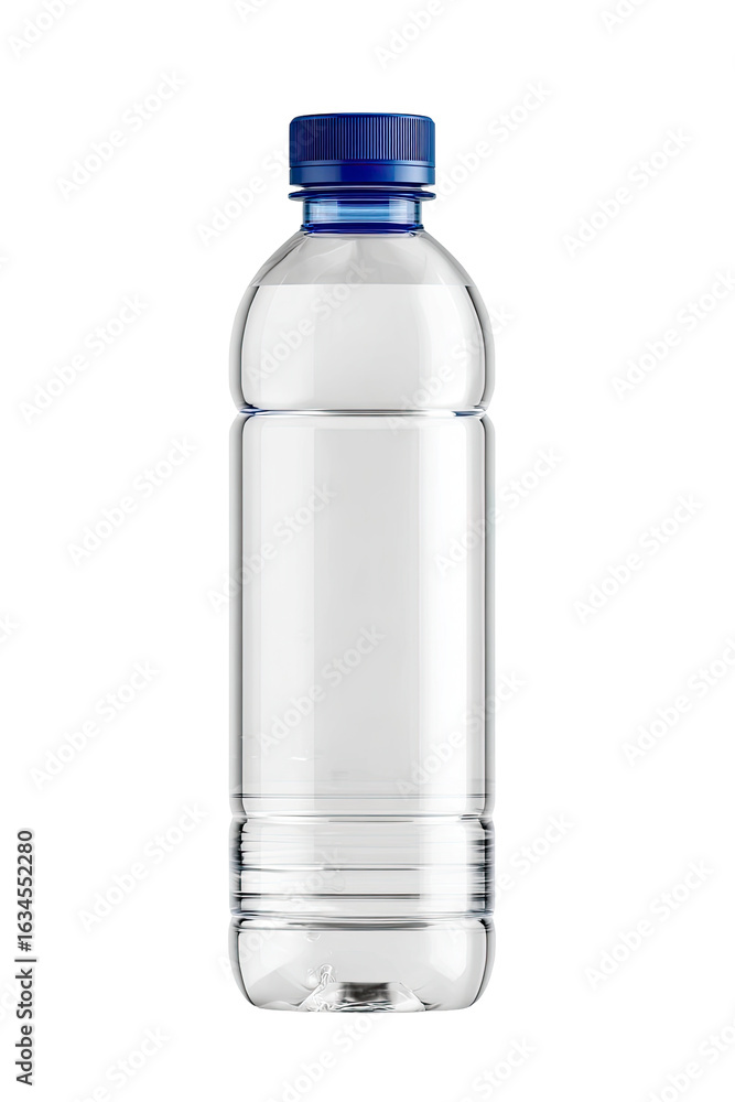 Clear plastic water bottle with blue cap (1) Clear plastic water bottle with blue cap (1)
