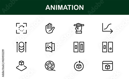 Dynamic Animation Line Icon Collection: Professional Vector Set for Creative Motion Design