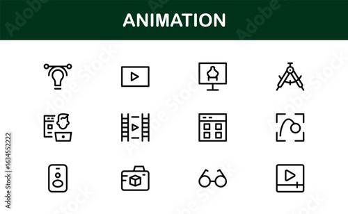 Dynamic Animation Line Icon Collection: Professional Vector Set for Creative Motion Design