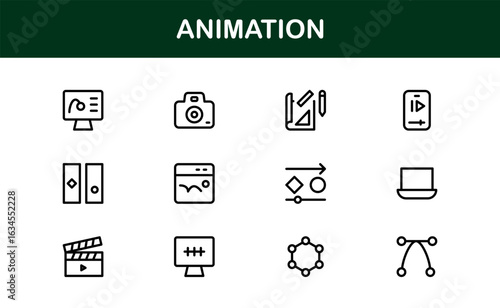 Dynamic Animation Line Icon Collection: Professional Vector Set for Creative Motion Design