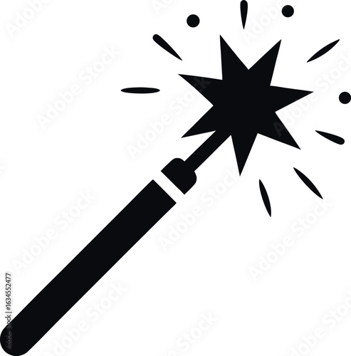 Magic sparkle wand silhouette vector
