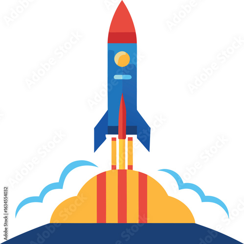 Space rocket liftoff flat illustration
