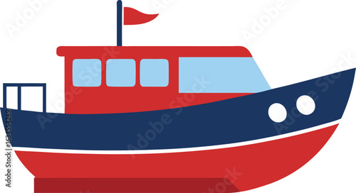 Fishing boat flat vector illustration
