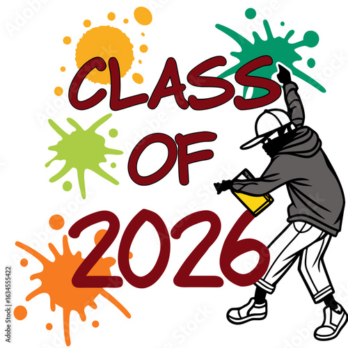 Class of 2026 graduation graffiti art with spray paint and artist