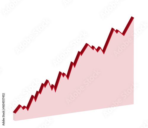 Red 3d transparent graph. Market cap chart Dynamic zigzag indicator. lines. market fluctuations. digital background. Tarrifs. stock index. Rising price. Finance. Economic Impact of Trade War. Tax