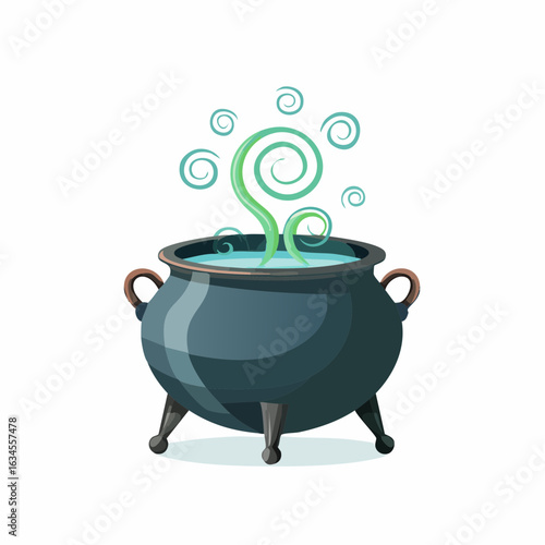 Zauberkessel mit aufsteigendem Dampf