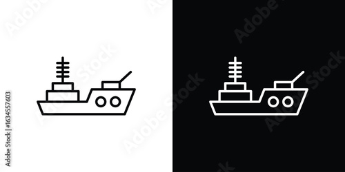 Warship icon art Illustrations. premium line icons
