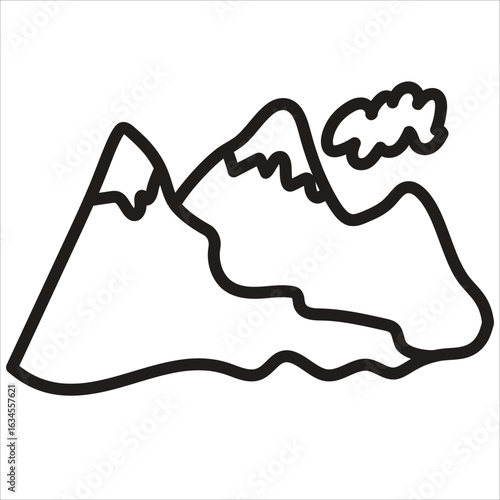 Mountain icon vector black and white