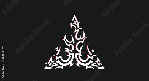 Vector Tribal Pattern in Black and White with Abstract Geometric Elements and Symmetrical Design in Modern Style