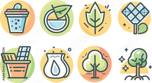 Eco friendly lifestyle icons
