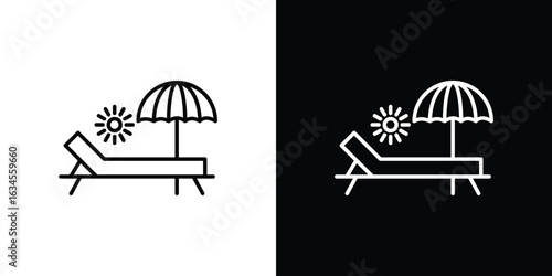 Sun bed icon art Illustrations. premium line icons