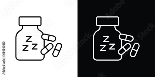 Sleeping pills icon art Illustrations. premium line icons