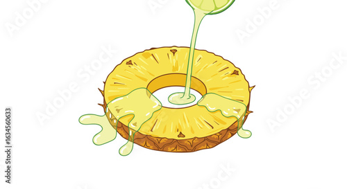 Vector Illustration of Pineapple Slice with Juice Splash in Modern Organic Style