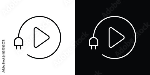 Plug and play icon art Illustrations. premium line icons