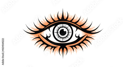 Vector Illustration of a Surreal Eye with Spiked Eyelashes in Modern Monochrome Style