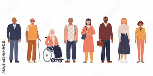 Diverse group of people standing together showcasing inclusion and unity