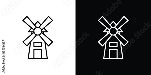 Mill icon art Illustrations. premium line icons