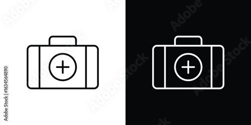Medical aid kit icon art Illustrations. premium line icons