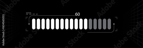 Futuristic Loading Bar HUD Interface - Digital Progress Bar UI Element for Cyberpunk Gaming and Tech Design. Vector Graphic