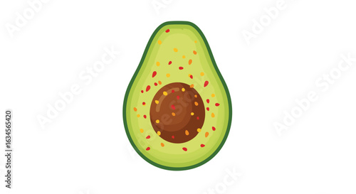 Vector Illustration of Avocado Fruit in Organic Style with Green and Brown Colors