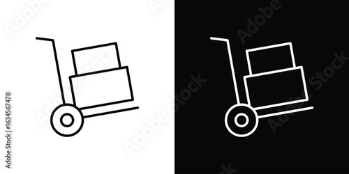 Hand truck icon art Illustrations. premium line icons