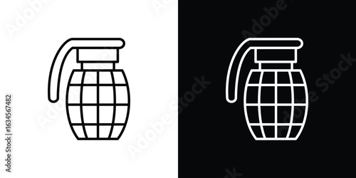 Hand grenade icon art Illustrations. premium line icons