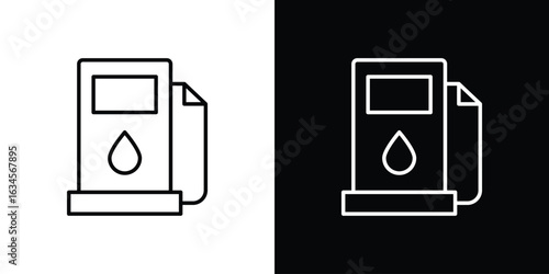 Gas station icon art Illustrations. premium line icons