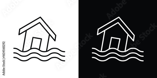 Flood icon art Illustrations. premium line icons