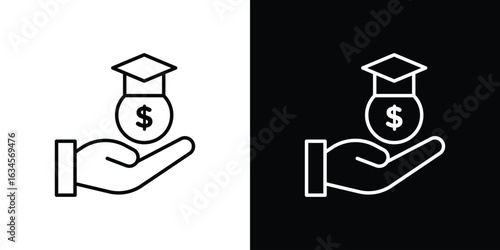 Education cost icon art Illustrations. premium line icons