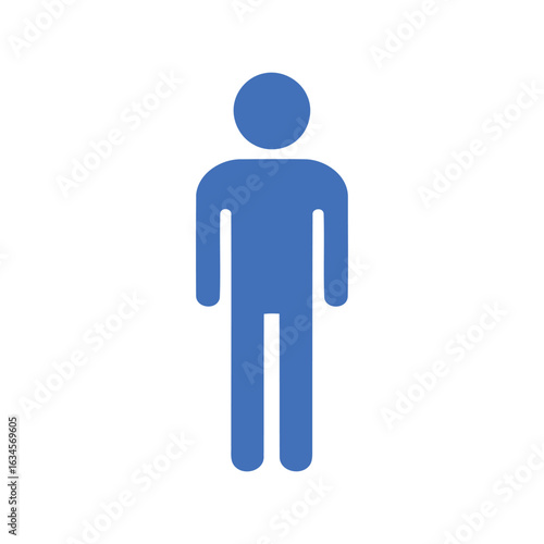 Blue simple male silhouette icon person pictogram isolated vector graphic