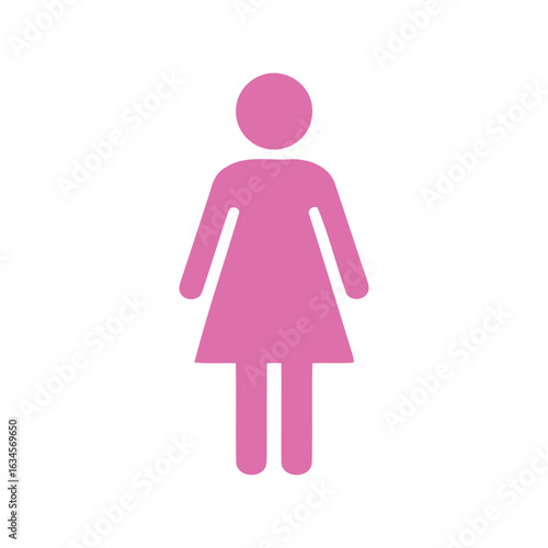 Pink female pictogram woman symbol gender icon people silhouette restroom sign person graphic