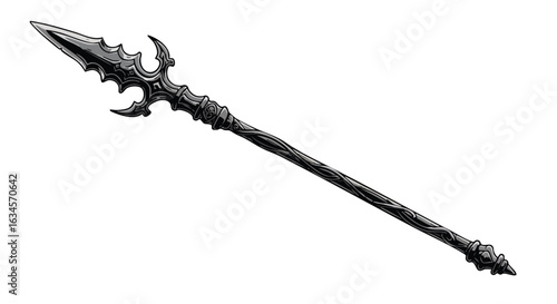 Vector Illustration of Ornate Spear with Intricate Design in Gothic Style for Fantasy and Gaming Themes