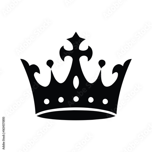 Black silhouette crown illustration royal emblem monarch symbol regal headwear isolated vector graphic