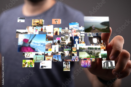 A man interacts with a digi...