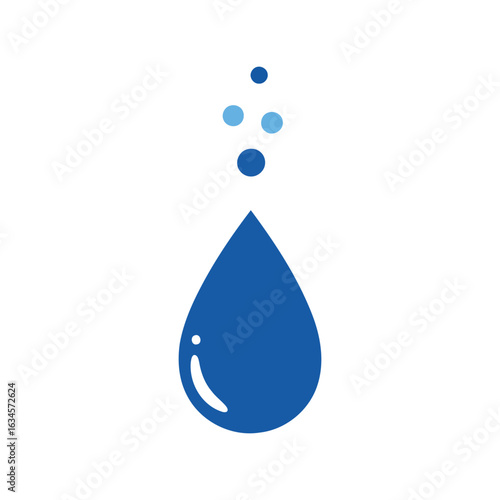 Blue water drop with bubbles liquid splash hydration clean fluid droplet icon