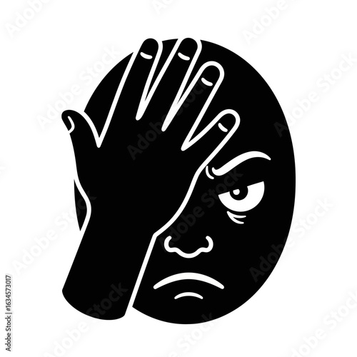 Vector art of facepalm gesture expressing embarrassment, mistake, regret, frustration, and disappointment, isolated on white background