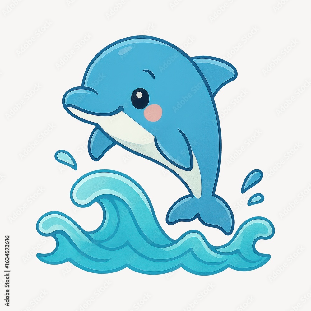 Obraz premium Cute dolphin cartoon illustration